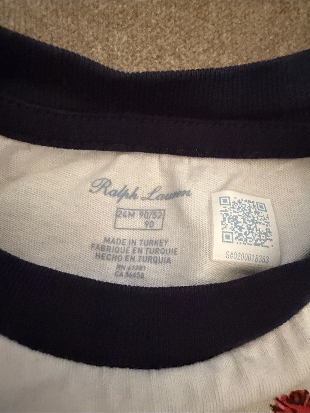Ralph Lauren White Long-Sleeve Tee with Polo Bear Winter Print